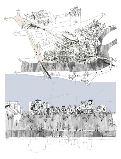 Concept sketch re-imagining Sunderland’s historic industrial skyline 