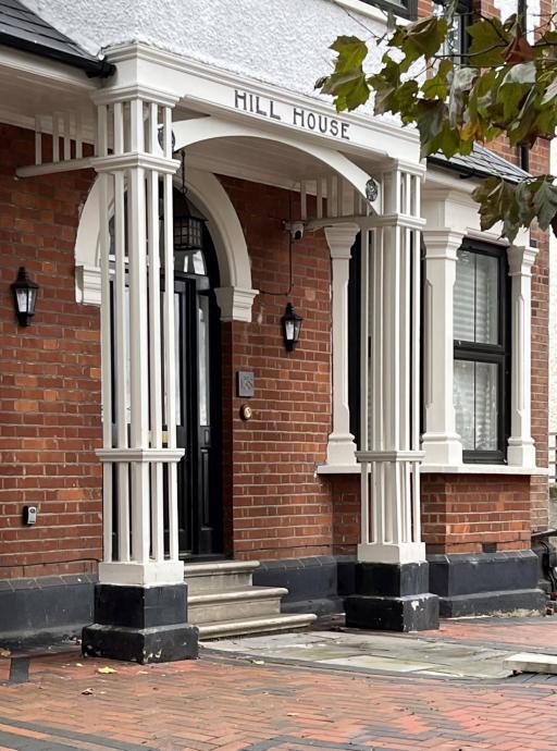 Decorative entrance of nearby Victorian homes 